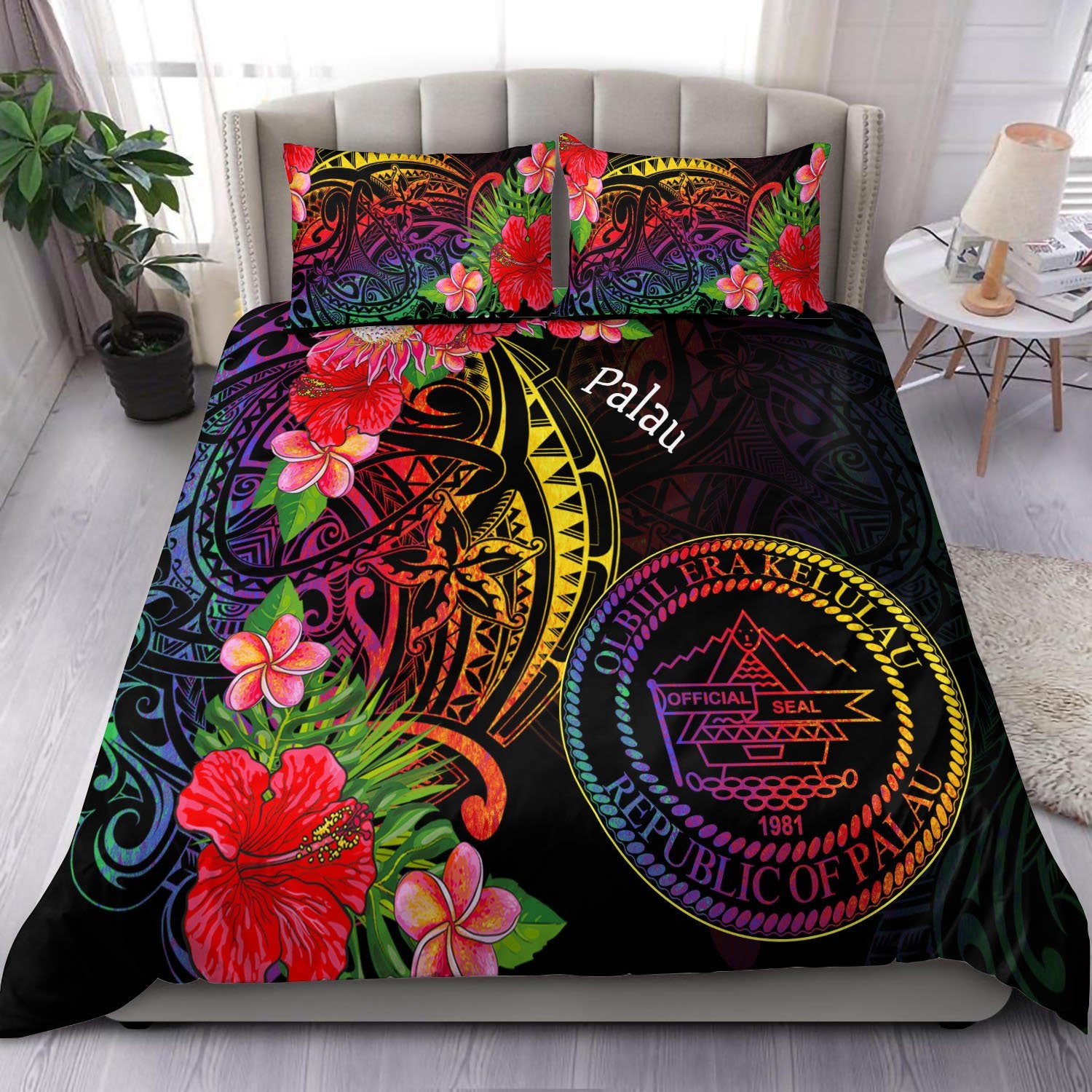 Palau Bedding Set - Tropical Hippie Style Black - Polynesian Pride