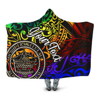 Palau Custom Personalised Hooded Blanket - Rainbow Polynesian Pattern Hooded Blanket Rainbow - Polynesian Pride