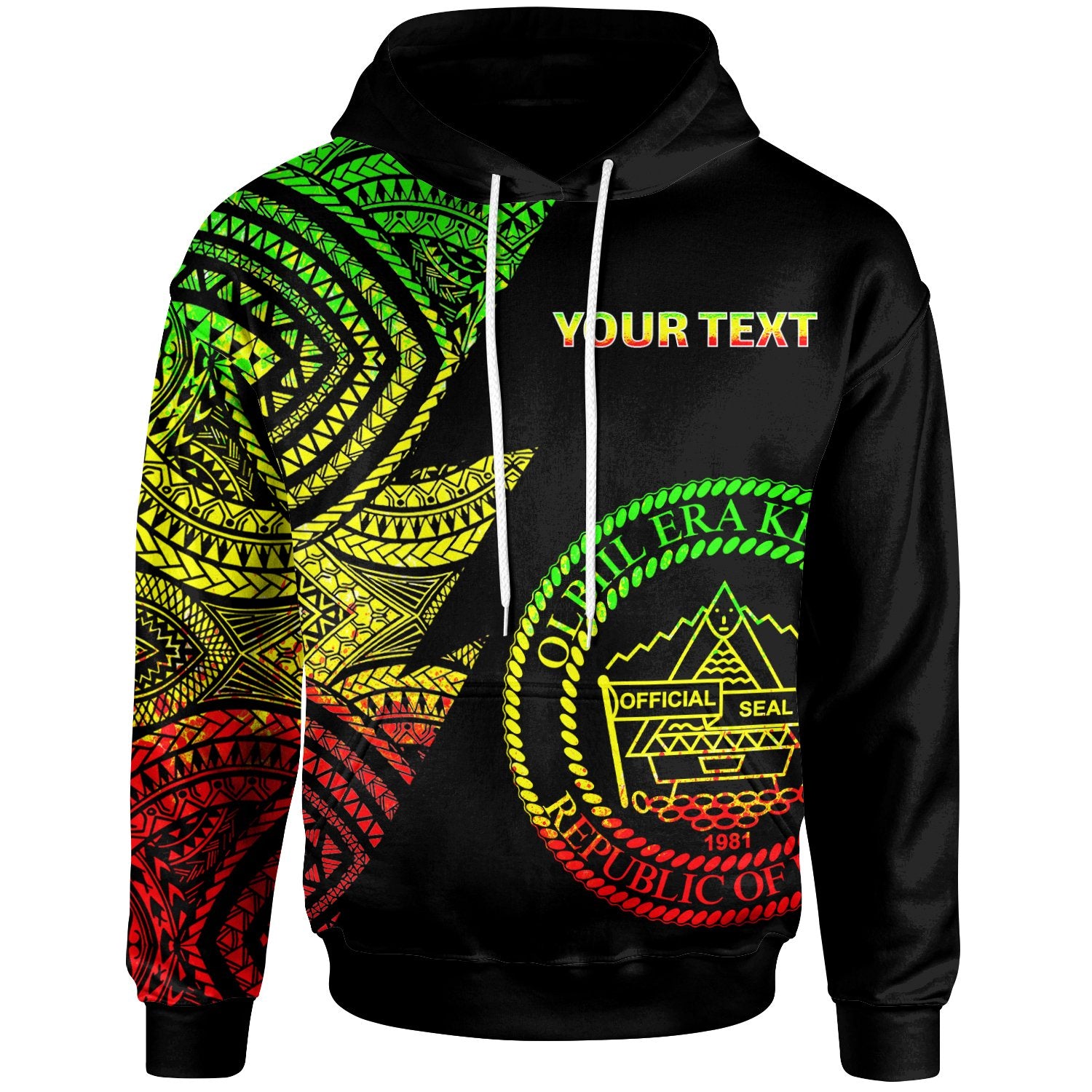 Palau Custom Personalized Hoodie Flash Style Reggae Unisex Reggae - Polynesian Pride