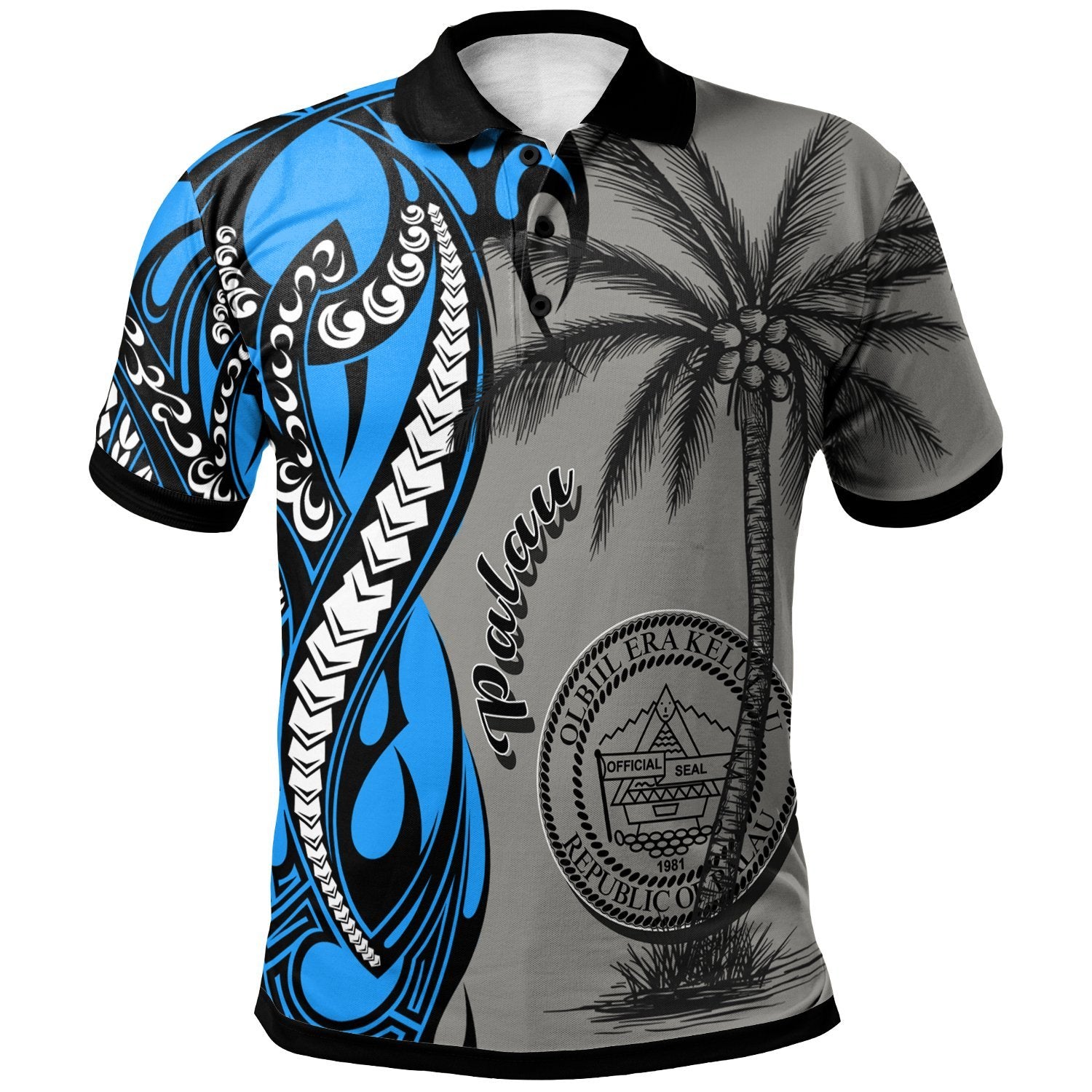 Palau Polo Shirt Classical Coconut Tree Unisex Gray - Polynesian Pride