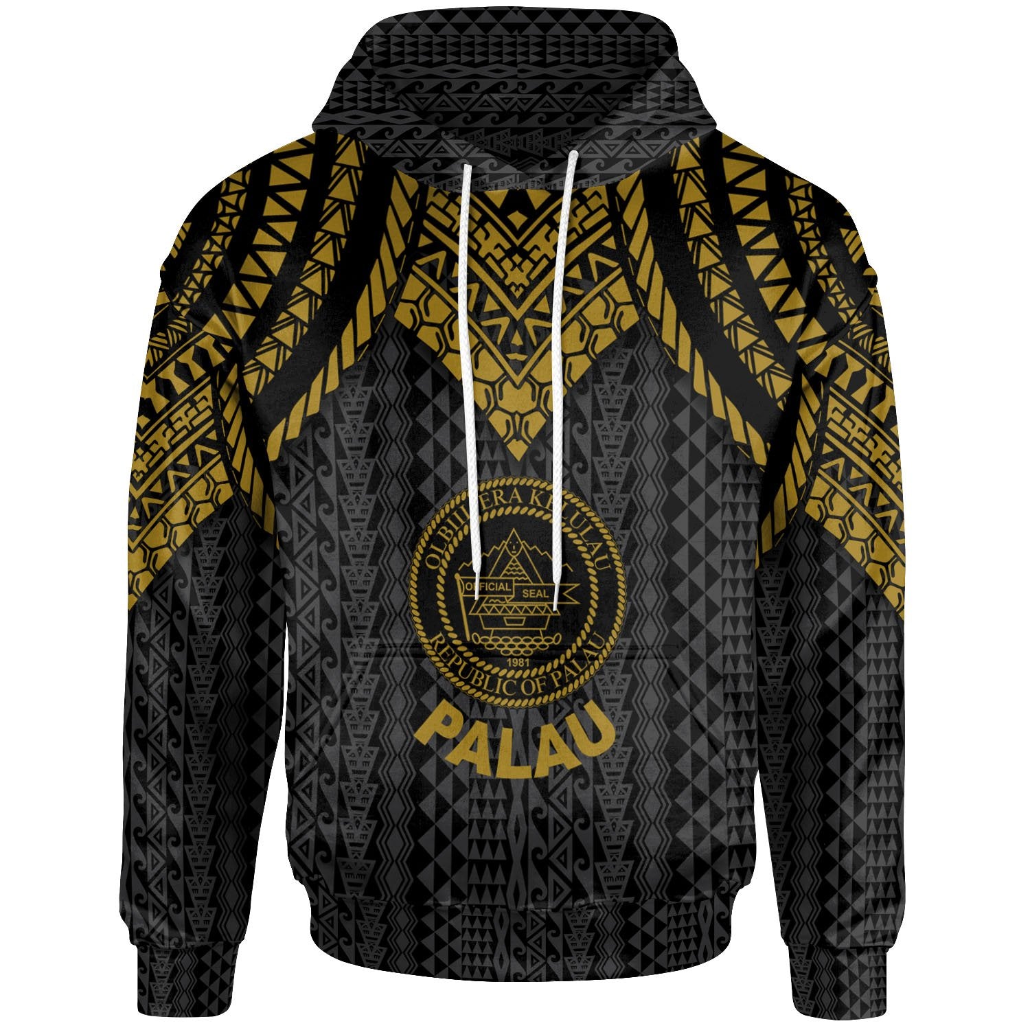 Palau Hoodie Polynesian Armor Style Gold Unisex Gold - Polynesian Pride