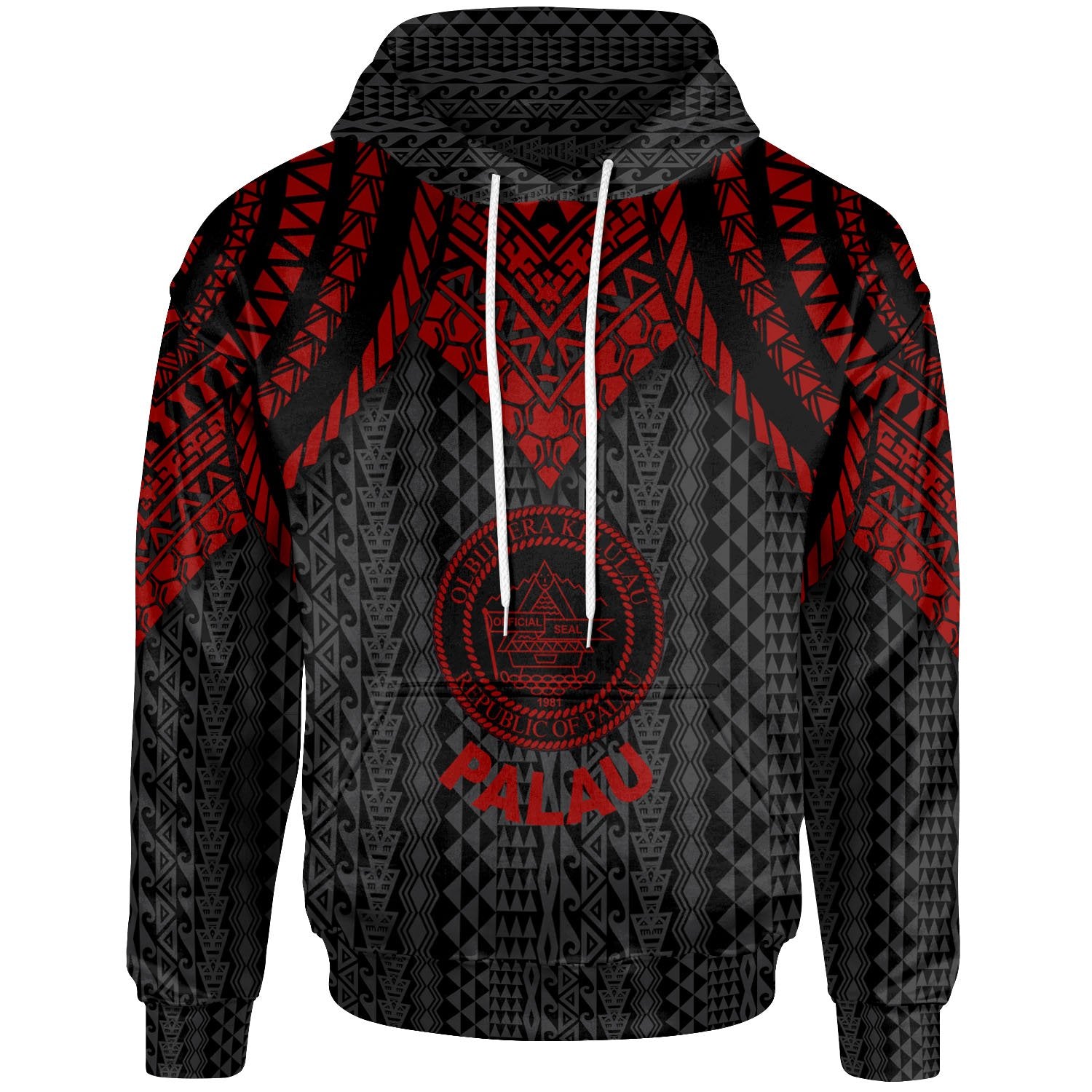 Palau Hoodie Polynesian Armor Style Red Unisex Red - Polynesian Pride