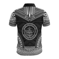 Palau Custom Polo Shirt Palau Seal Polynesian Chief Tattoo Black Version - Polynesian Pride