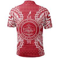 Palau Polo Shirt Palau Seal Map Polynesian Tattoo Red White - Polynesian Pride