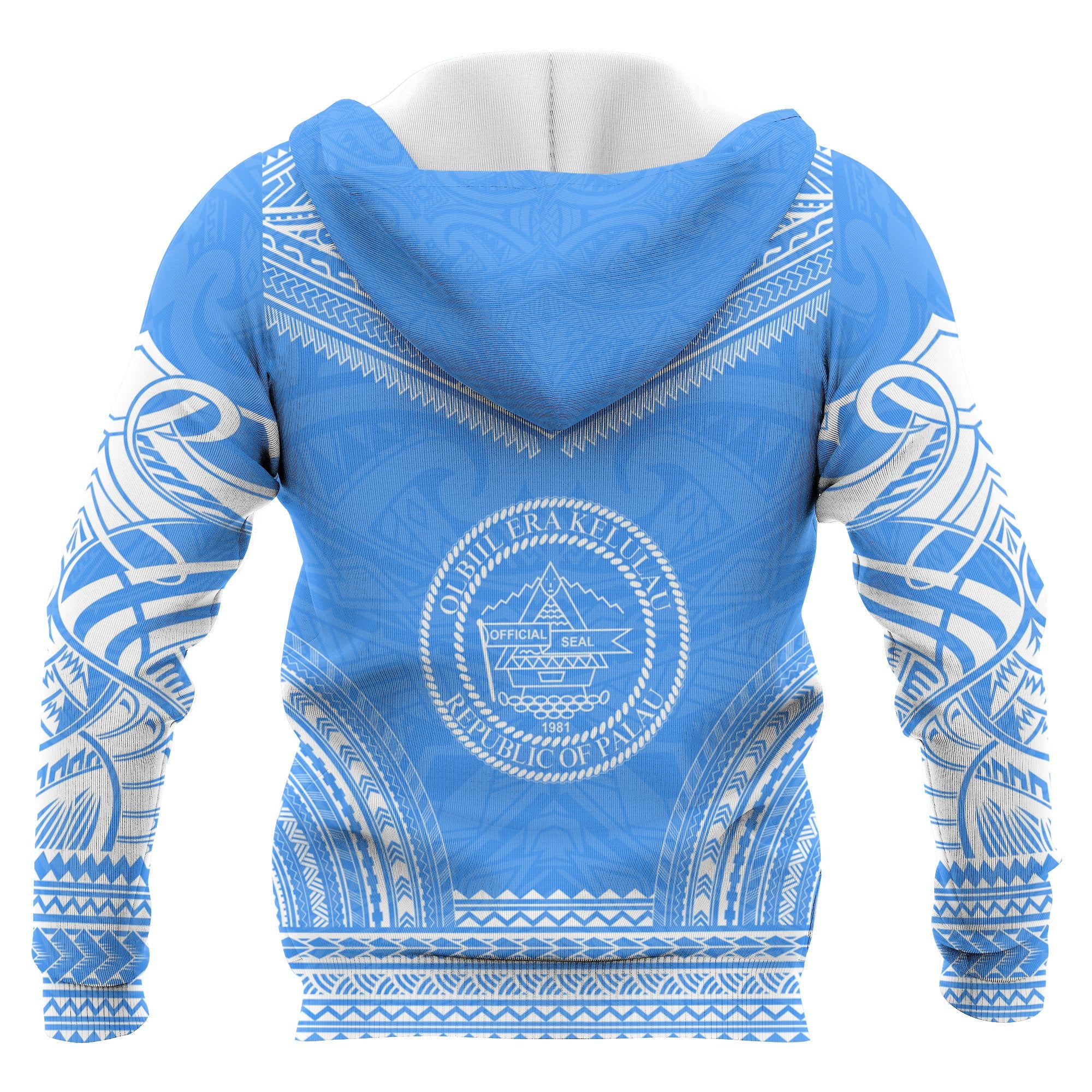 Palau Polynesian Chief Custom Zip up Hoodie Flag Version Unisex Blue - Polynesian Pride