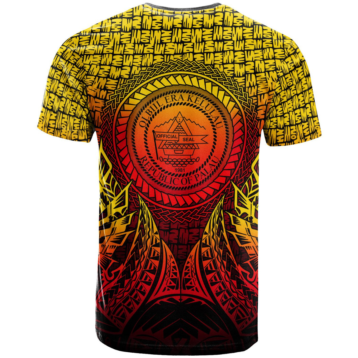 Palau T Shirt Circle Pattern Yellow - Polynesian Pride