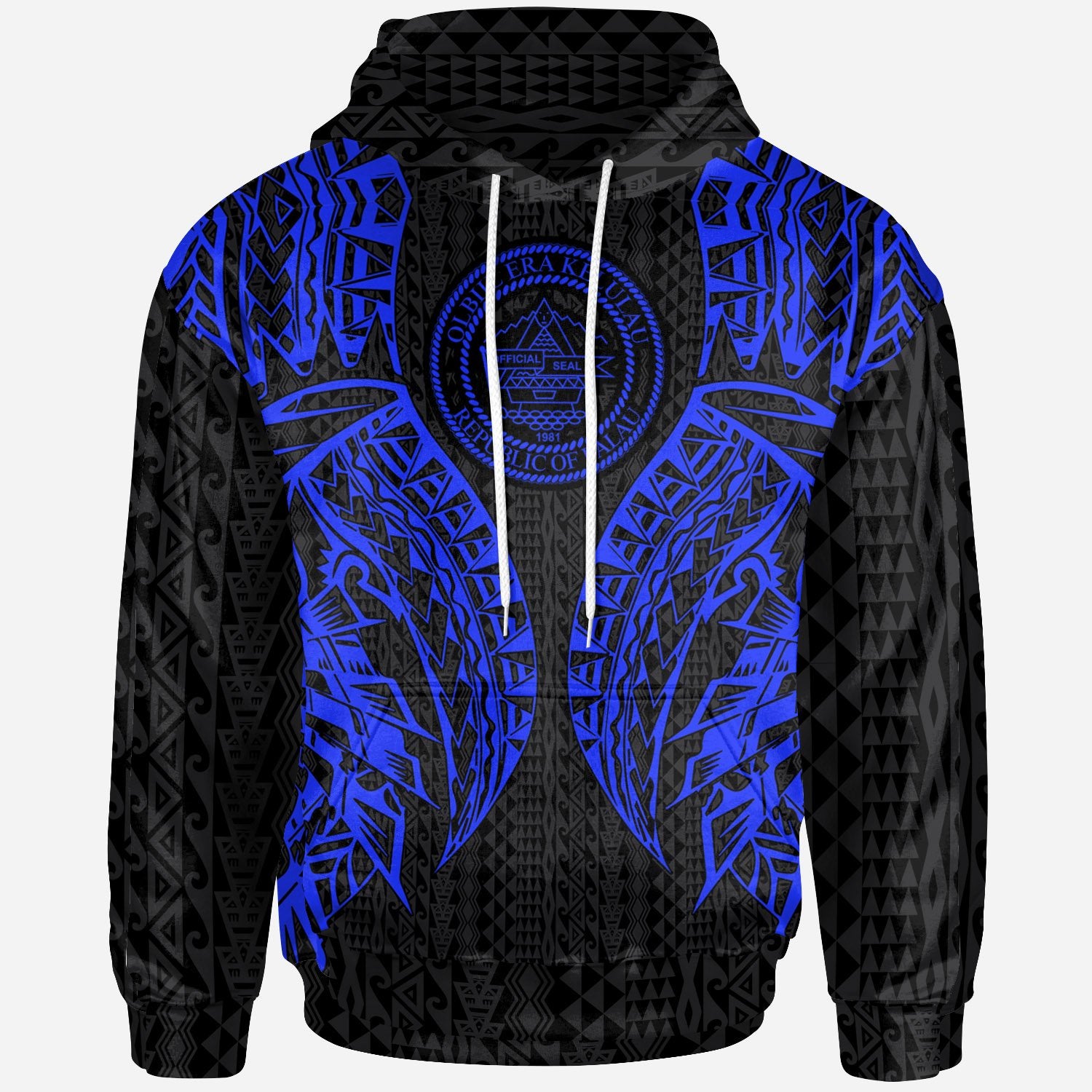 Palau Hoodie Polynesian Lion Head Blue Style Unisex Blue - Polynesian Pride