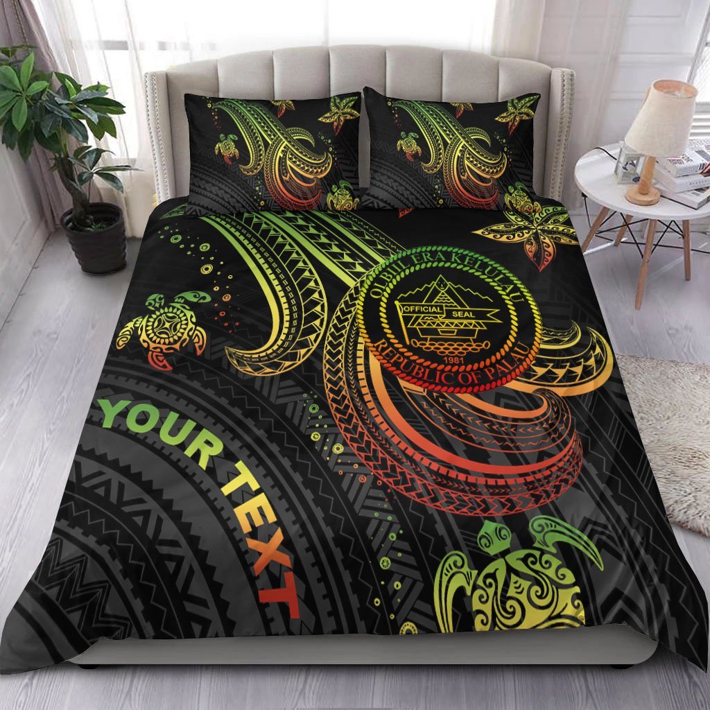 Palau Custom Personalised Bedding Set - Reggae Turtle Reggae - Polynesian Pride