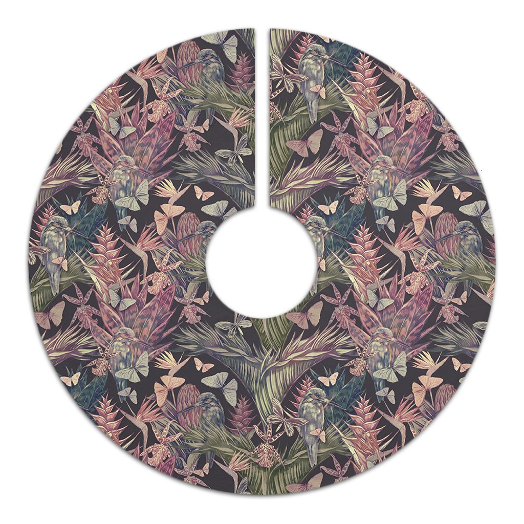 Palm Leaves, Tropical Flowers Tree Skirt - Polynesian Pride