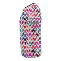 Hawaii Palm Foliage On Striped Zigzag T Shirt - Polynesian Pride