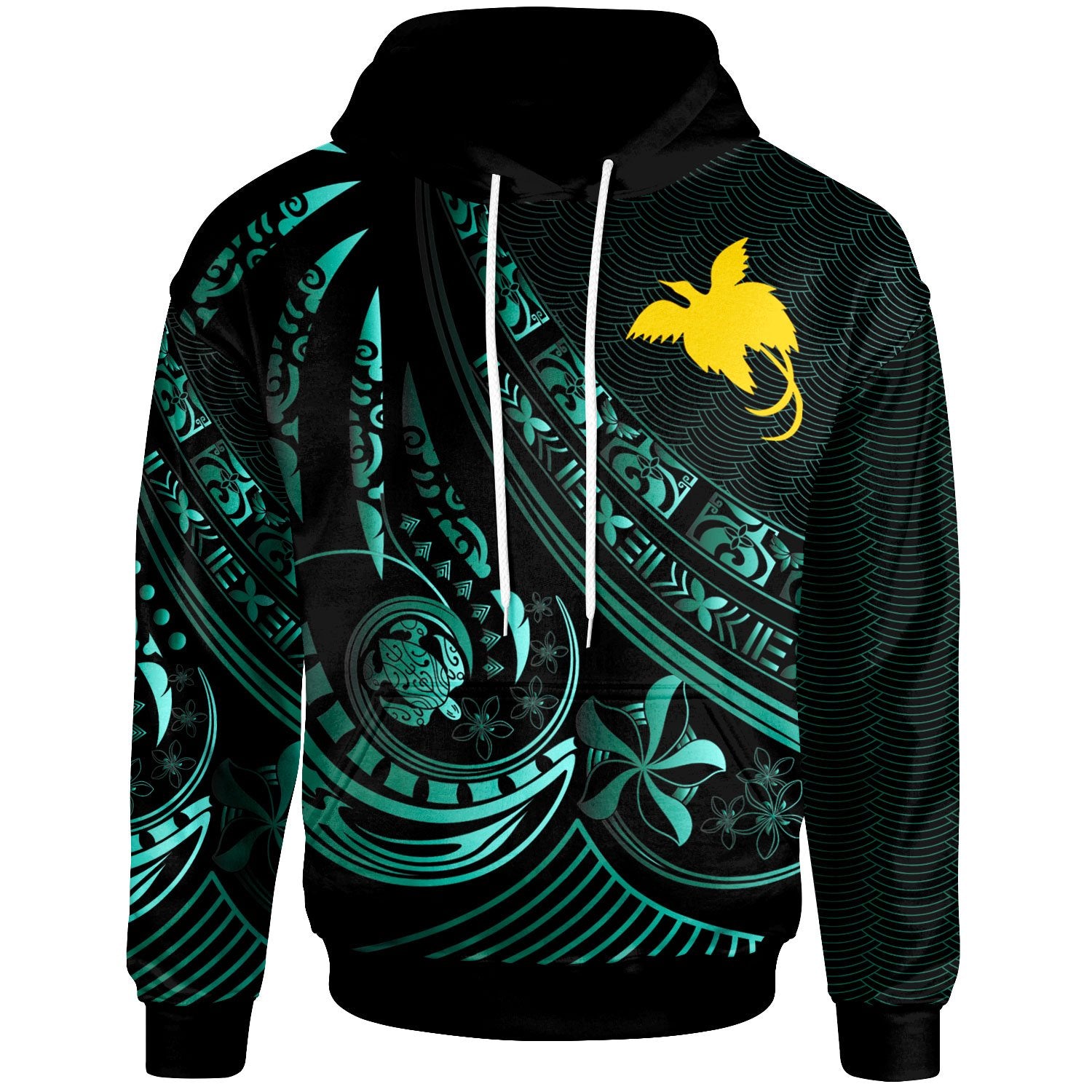 Papua New Guinea Hoodie The Flow of The Ocean Unisex Green - Polynesian Pride