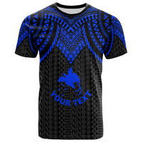 Papua New Guinea Custom T Shirt Polynesian Armor Style Blue Unisex Blue - Polynesian Pride