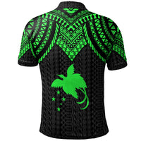 Papua New Guinea Polo Shirt Polynesian Armor Style Green - Polynesian Pride