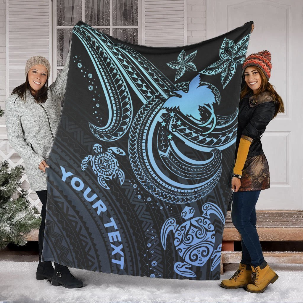 Papua New Guinea Custom Personalised Premium Blanket - Blue Turtle - Polynesian Pride