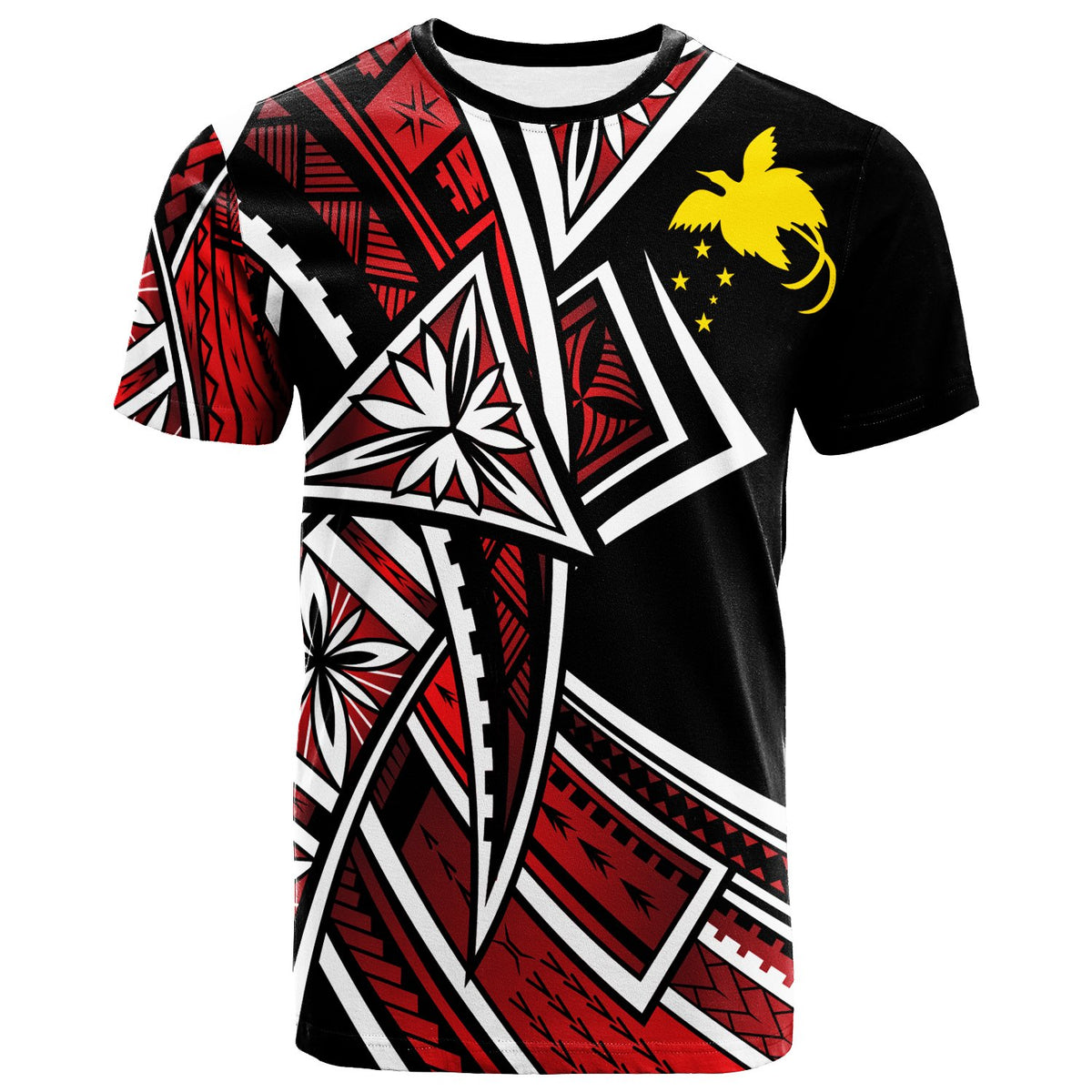 Papua New Guinea T Shirt Tribal Flower Special Pattern Red Color Unisex Red - Polynesian Pride