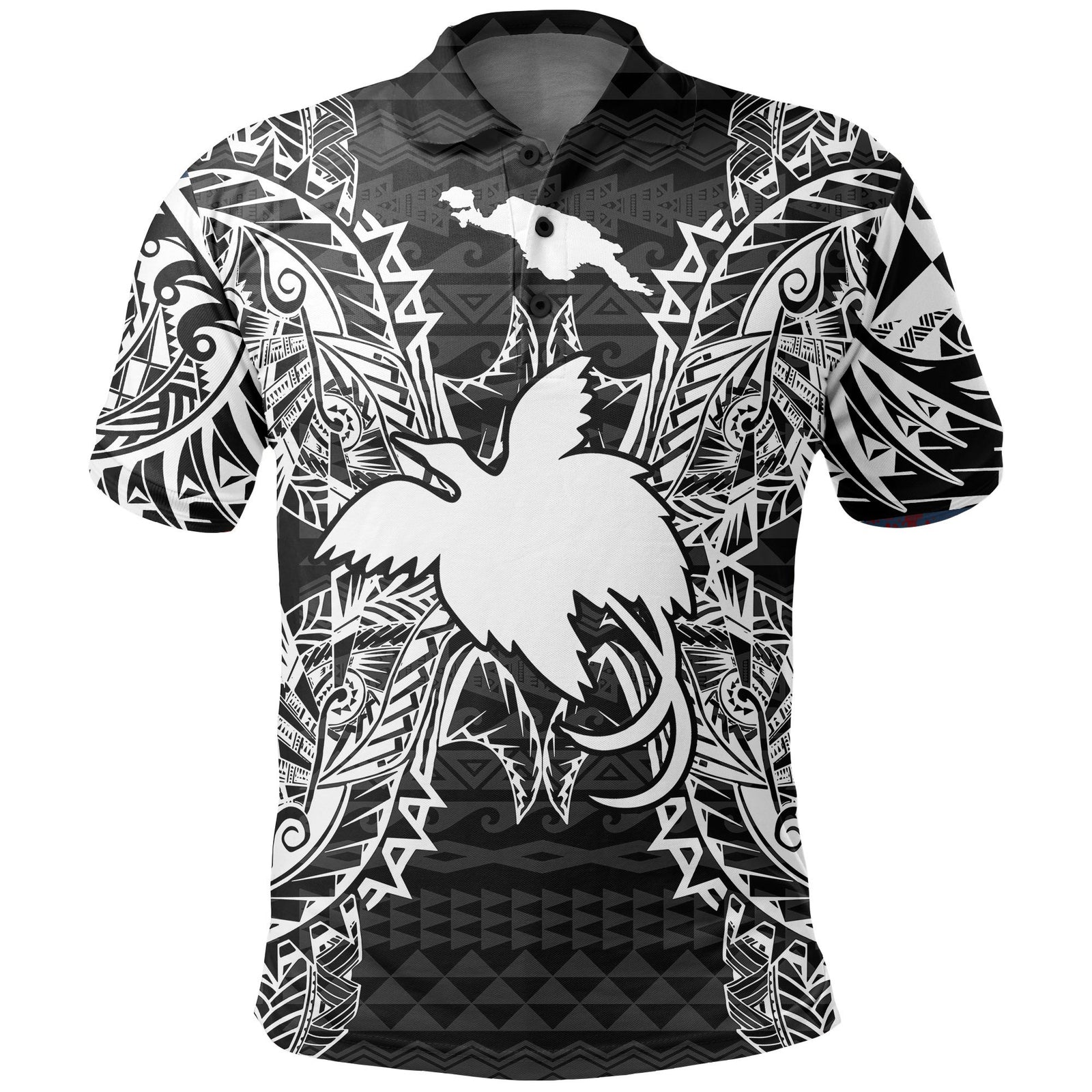Papua New Guinea Polo Shirt Papua New Guinea Flag Map Polynesian Tattoo Black Unisex Black - Polynesian Pride
