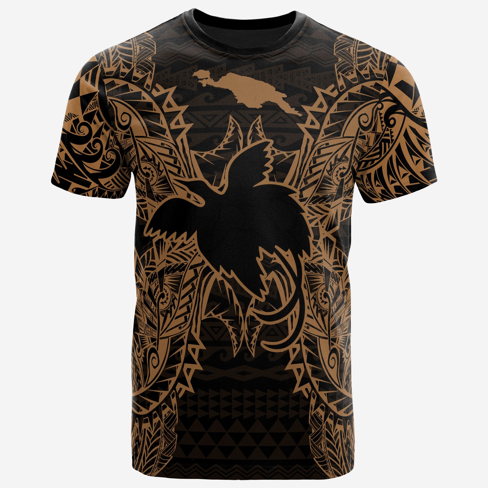 Papua New Guinea All T Shirt Papua New Guinea Flag Map Polynesian Tattoo Gold Unisex Gold - Polynesian Pride