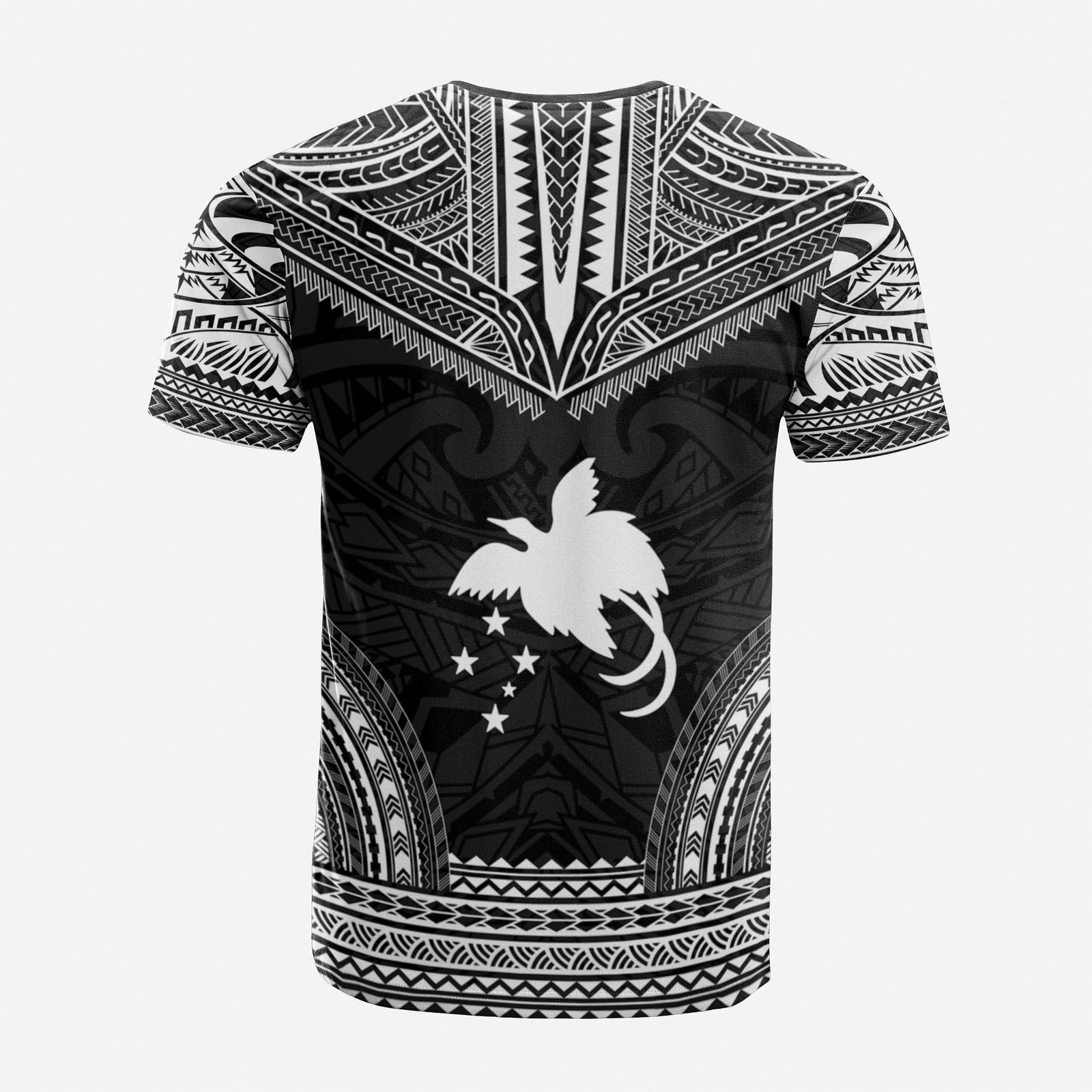 Papua New Guinea Custom T Shirt Papua New Guinea Coat Of Arms Polynesian Chief Tattoo Black Version Unisex Black - Polynesian Pride