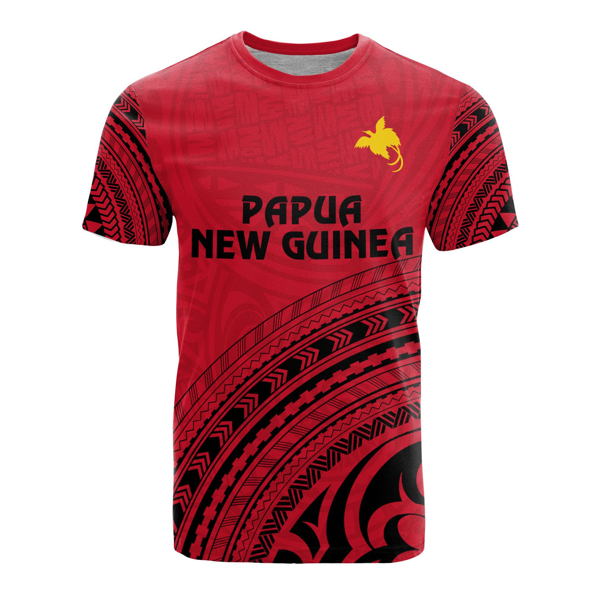 Papua New Guinea All Over T Shirt Papua New Guinea Flag Polynesian Tribal Red Version 1 Unisex Red - Polynesian Pride