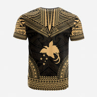 Papua New Guinea Custom T Shirt Papua New Guinea Coat Of Arms Polynesian Chief Tattoo Gold Black Version Unisex Red - Polynesian Pride