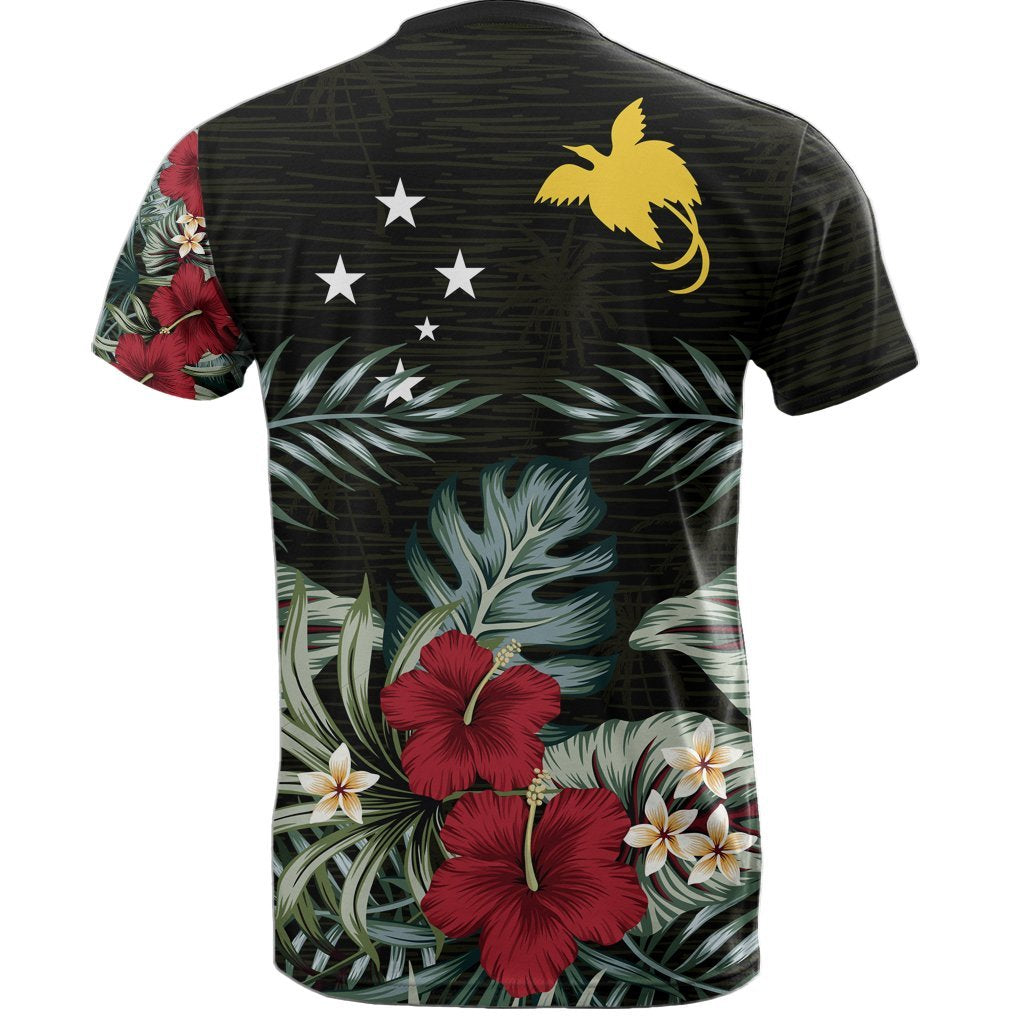 Papua New Guinea T Shirt Papua New Guinea Flag Hibiscus Palm Leaves - Polynesian Pride