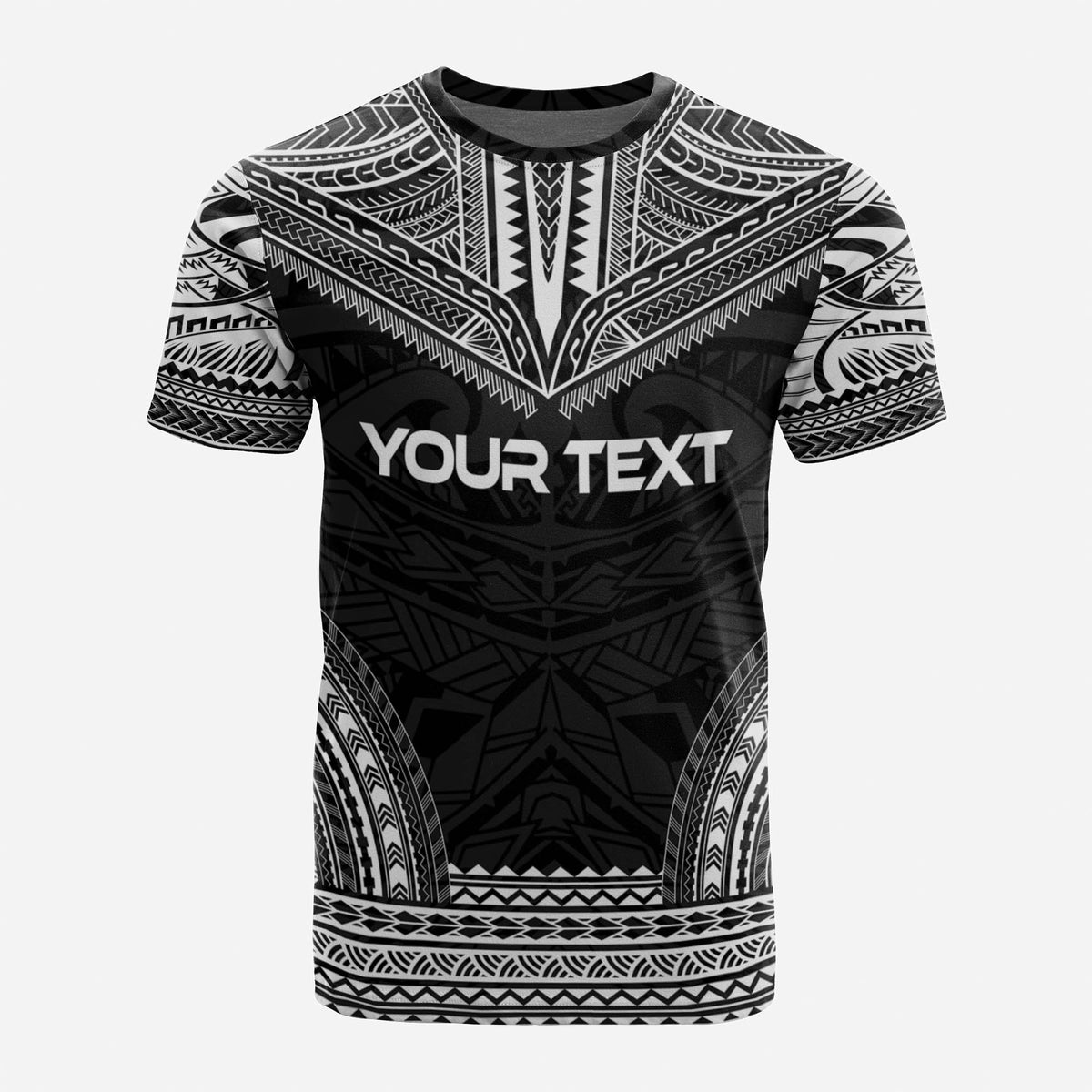 Papua New Guinea Custom T Shirt Papua New Guinea Coat Of Arms Polynesian Chief Tattoo Black Version - Polynesian Pride