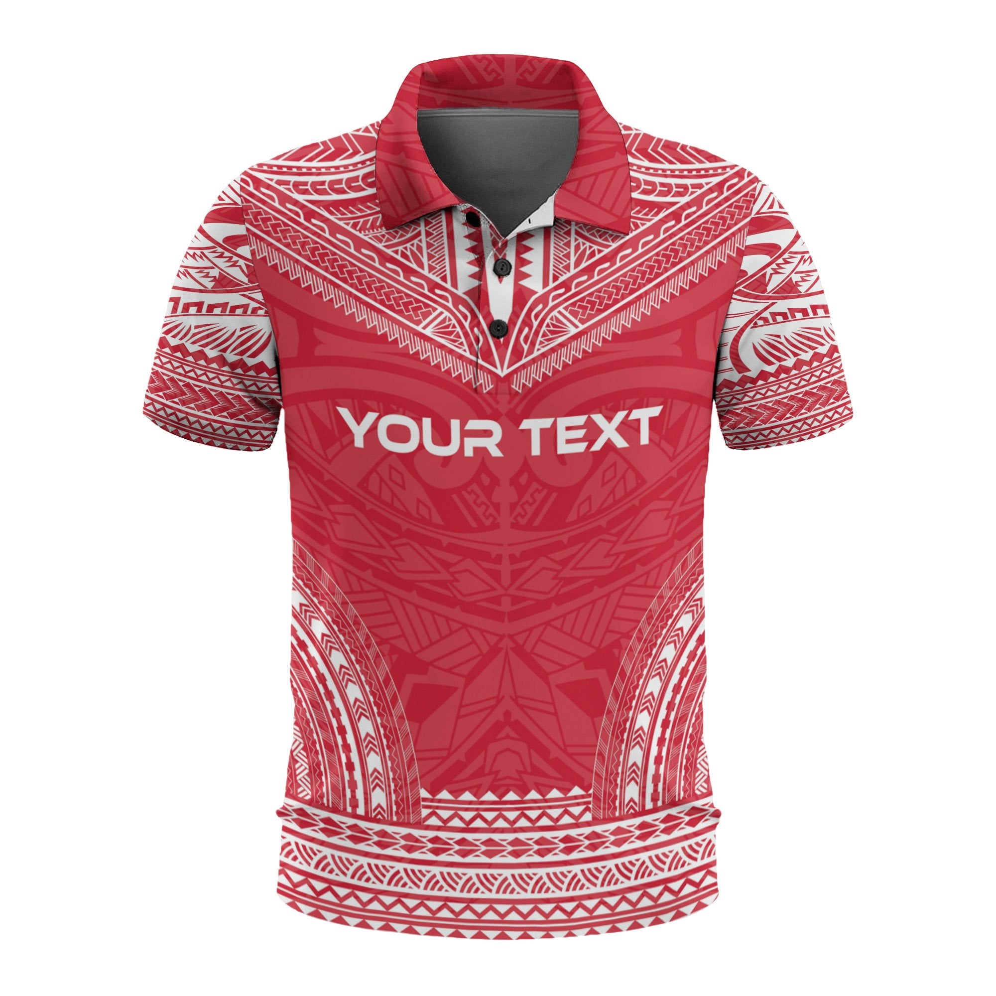 Papua New Guinea Custom Polo Shirt Papua New Guinea Coat Of Arms Polynesian Chief Tattoo Red Version Unisex Red - Polynesian Pride