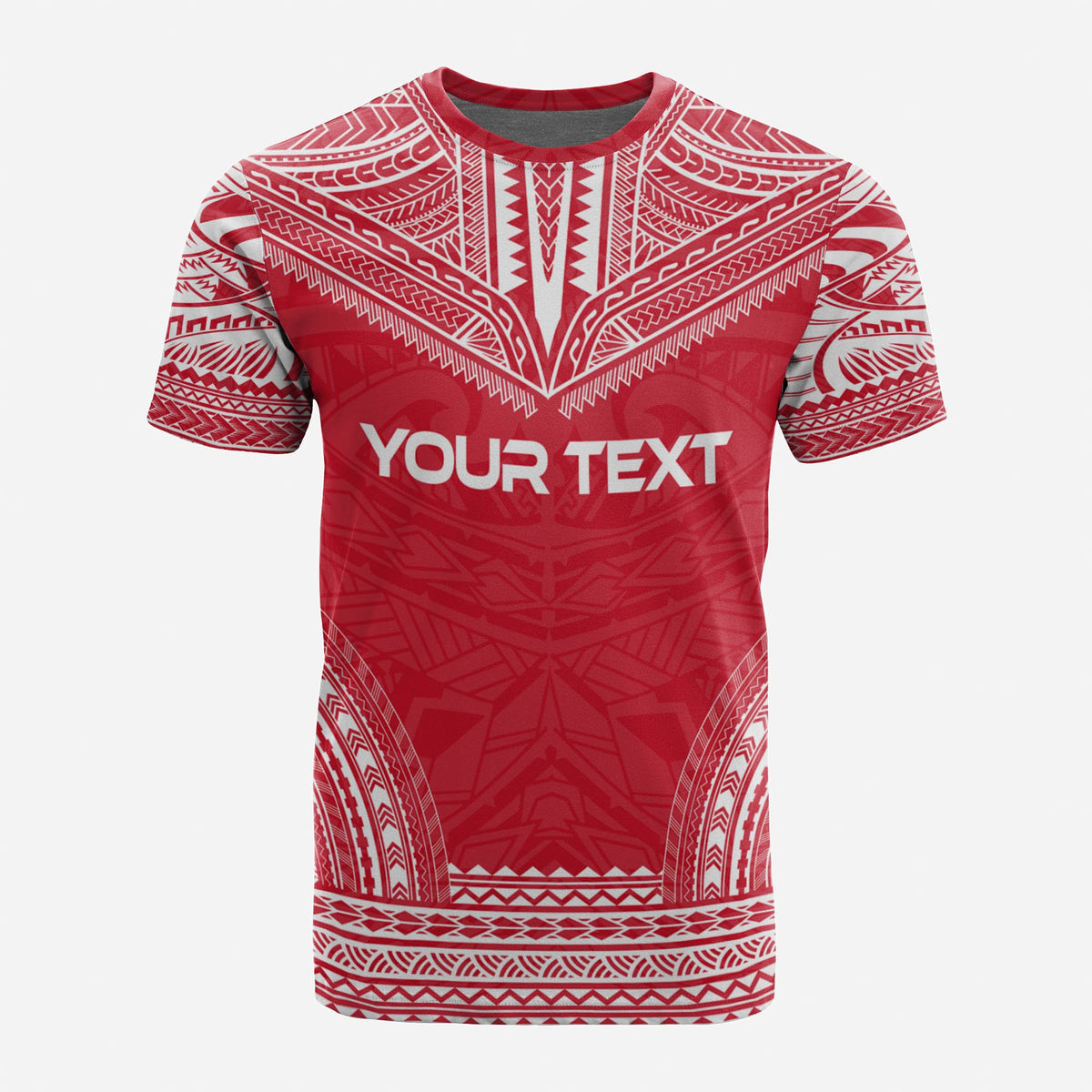 Papua New Guinea Custom T Shirt Papua New Guinea Coat Of Arms Polynesian Chief Tattoo Red Version - Polynesian Pride