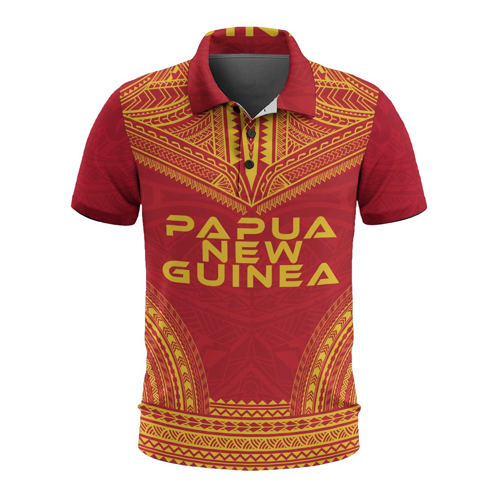 Papua New Guinea Polo Shirt Papua New Guinea Coat Of Arms Polynesian Chief Tattoo Flag Version Unisex White - Polynesian Pride