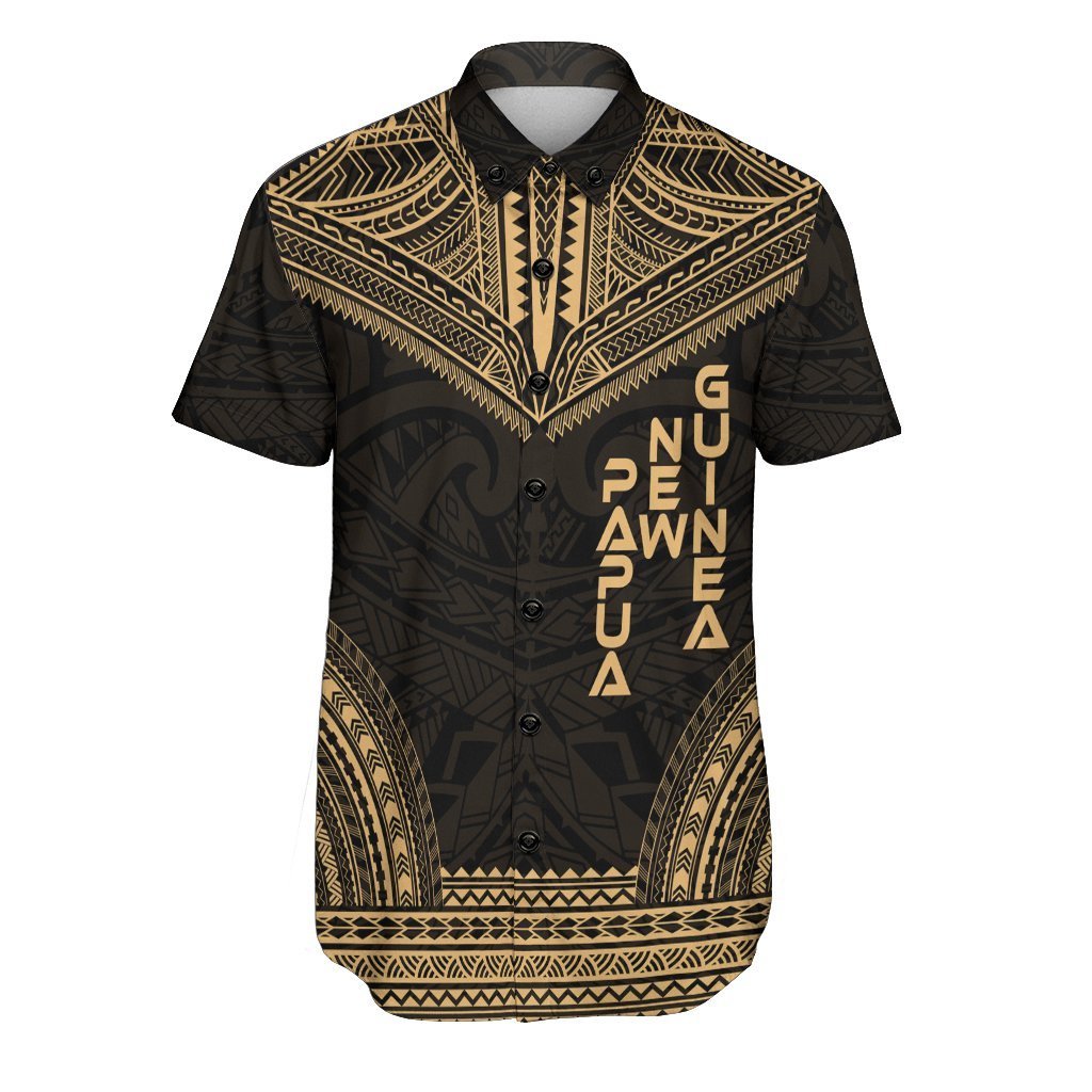Papua New Guinea Polynesian Chief Shirt - Gold Version Men Gold - Polynesian Pride