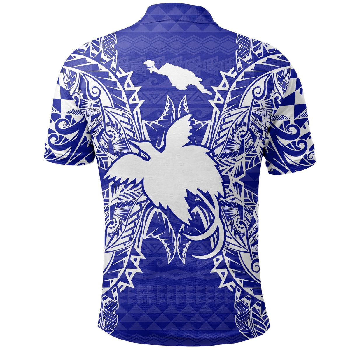 Papua New Guinea Polo Shirt Papua New Guinea Flag Map Polynesian Tattoo Blue - Polynesian Pride