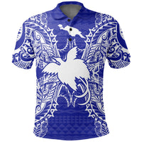 Papua New Guinea Polo Shirt Papua New Guinea Flag Map Polynesian Tattoo Blue Unisex Blue - Polynesian Pride