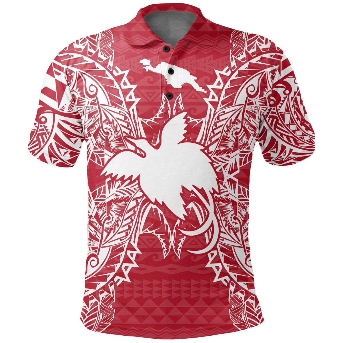 Papua New Guinea Polo Shirt Papua New Guinea Flag Map Polynesian Tattoo Red White Unisex Red - Polynesian Pride