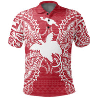 Papua New Guinea Polo Shirt Papua New Guinea Flag Map Polynesian Tattoo Red White Unisex Red - Polynesian Pride