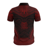 Papua New Guinea Custom Polo Shirt Papua New Guinea Coat Of Arms Polynesian Chief Tattoo Red Version - Polynesian Pride