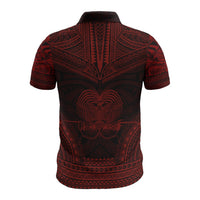 Papua New Guinea Polo Shirt Papua New Guinea Coat Of Arms Polynesian Chief Tattoo Red Version - Polynesian Pride
