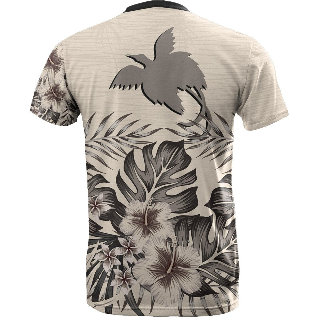 Papua New Guinea T Shirt Papua New Guinea Flag Beige Hibiscus - Polynesian Pride