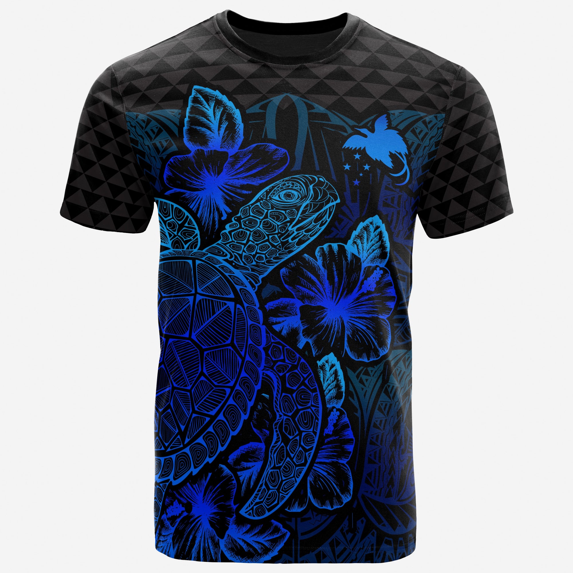 Papua New Guinea T Shirt Papua New Guinea Flag Turtle Hibiscus Blue Unisex Blue - Polynesian Pride