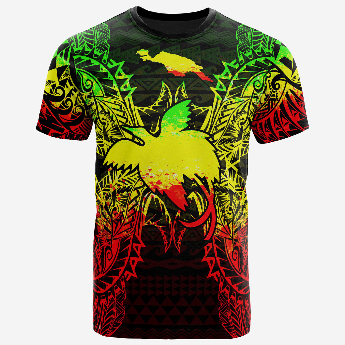 Papua New Giunea All T Shirt Papua New Giunea Flag Map Polynesian Tattoo Reggae Unisex Reggae - Polynesian Pride