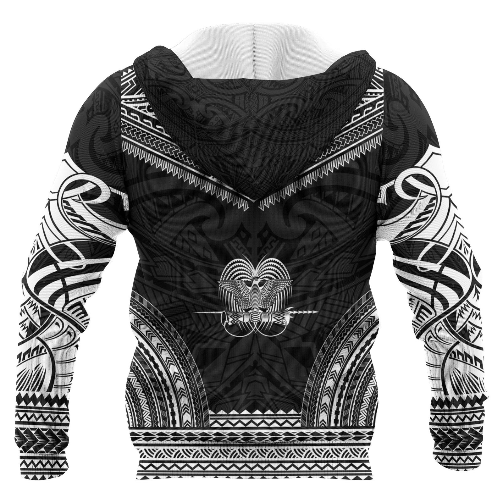 Papua New Guinea Polynesian Chief Custom Zip up Hoodie Black Version Unisex Black - Polynesian Pride