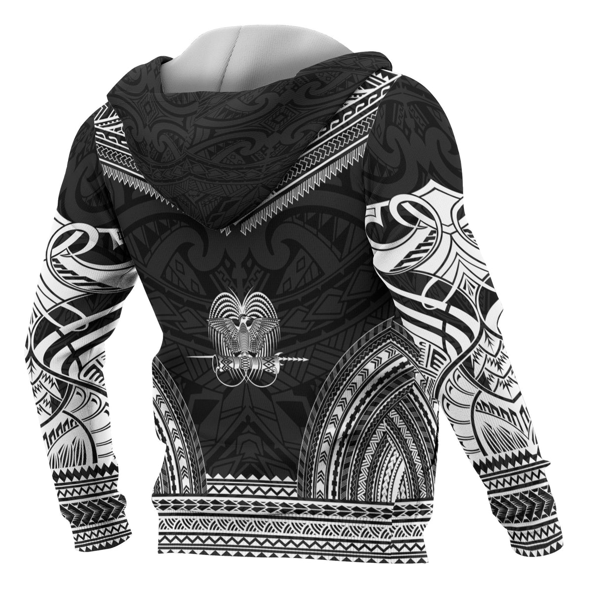 Papua New Guinea Polynesian Chief Custom Zip up Hoodie Black Version - Polynesian Pride
