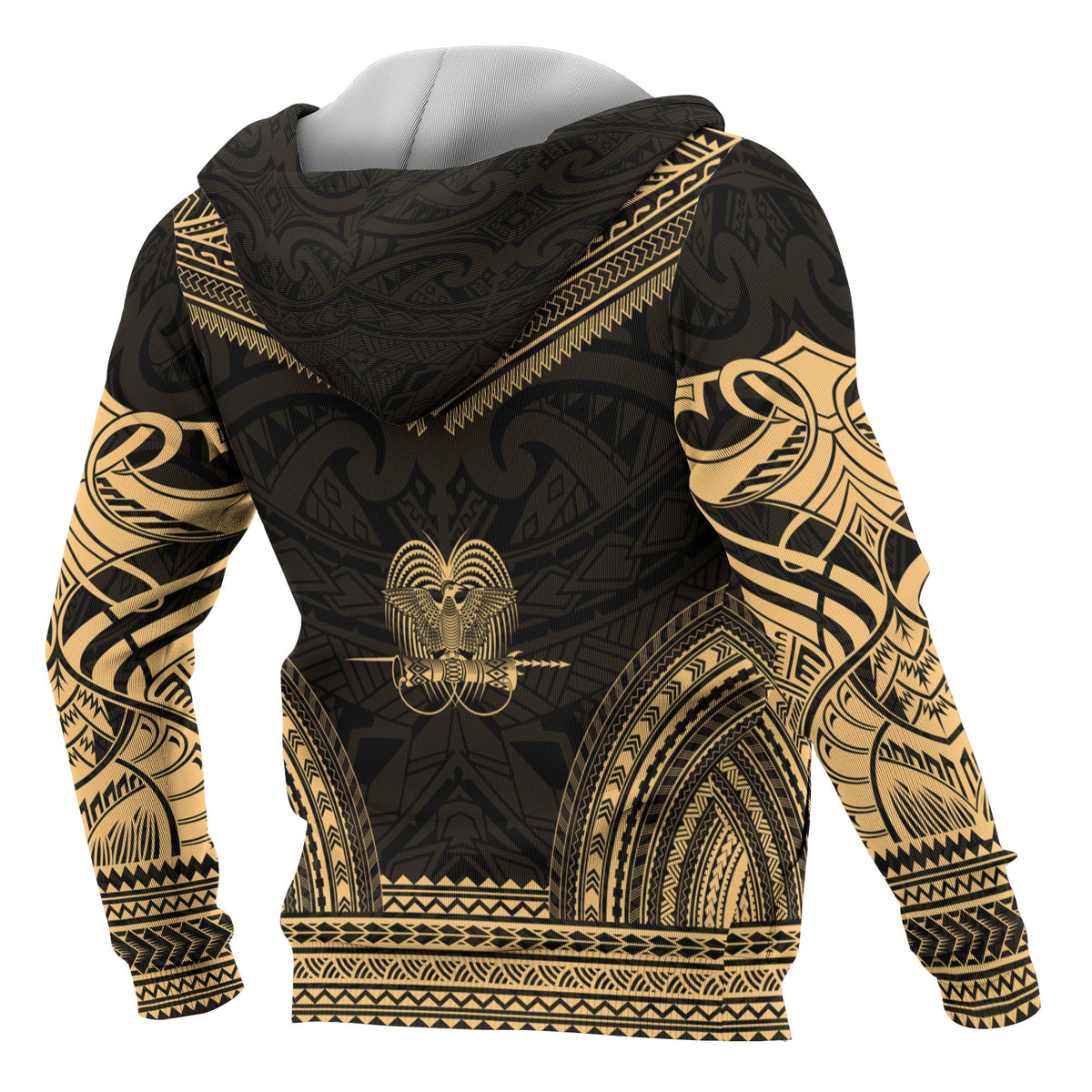 Papua New Guinea Polynesian Chief Custom Zip up Hoodie Gold Version - Polynesian Pride