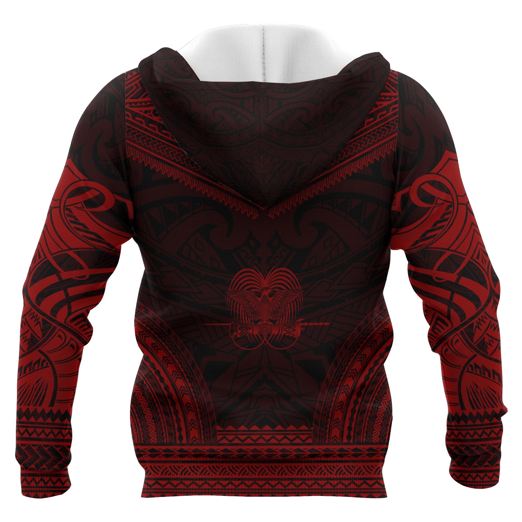Papua New Guinea Polynesian Chief Custom Zip up Hoodie Red Version Unisex Red - Polynesian Pride