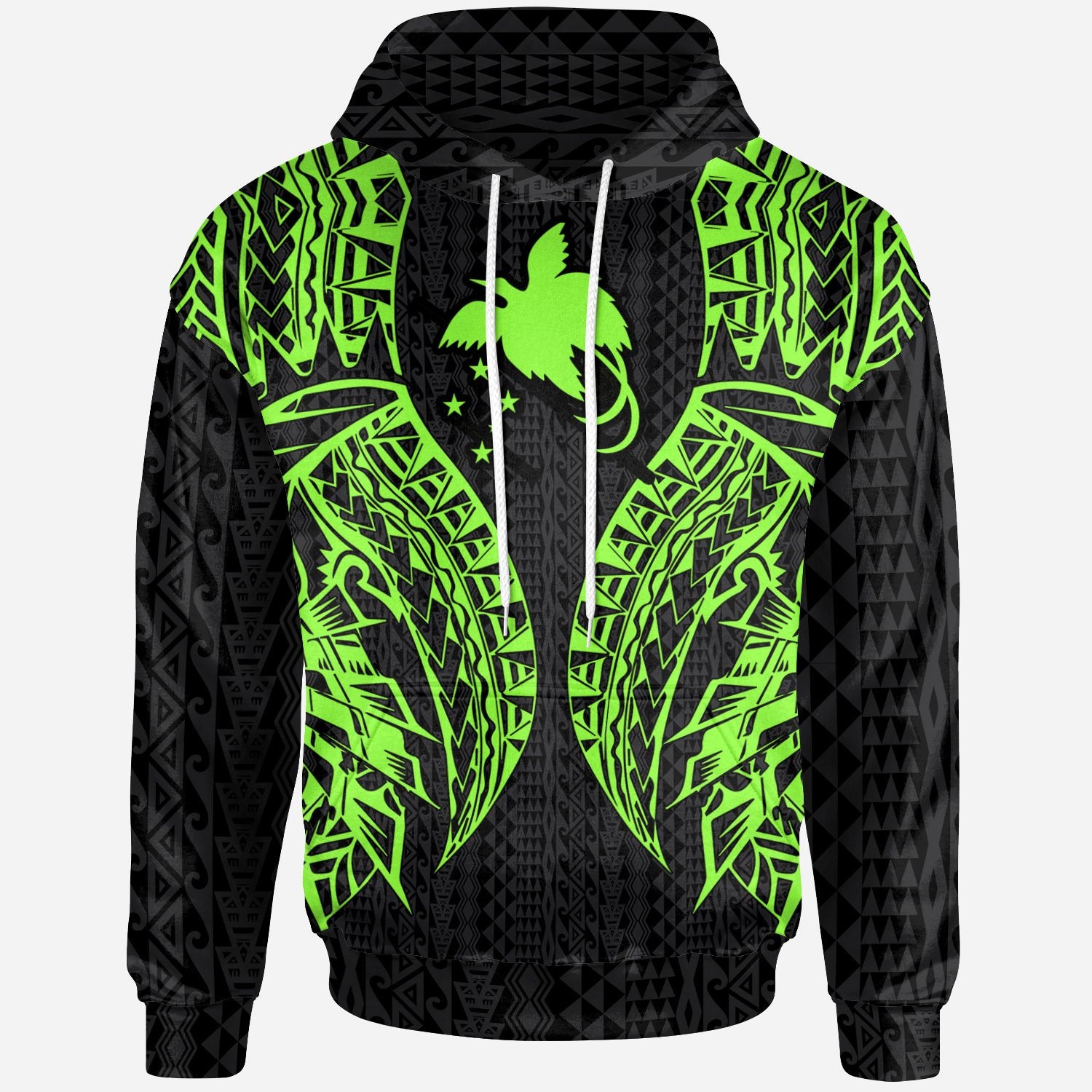 Papua New Guinea Zip up Hoodie Polynesian Lion Head Green Style Unisex Green - Polynesian Pride