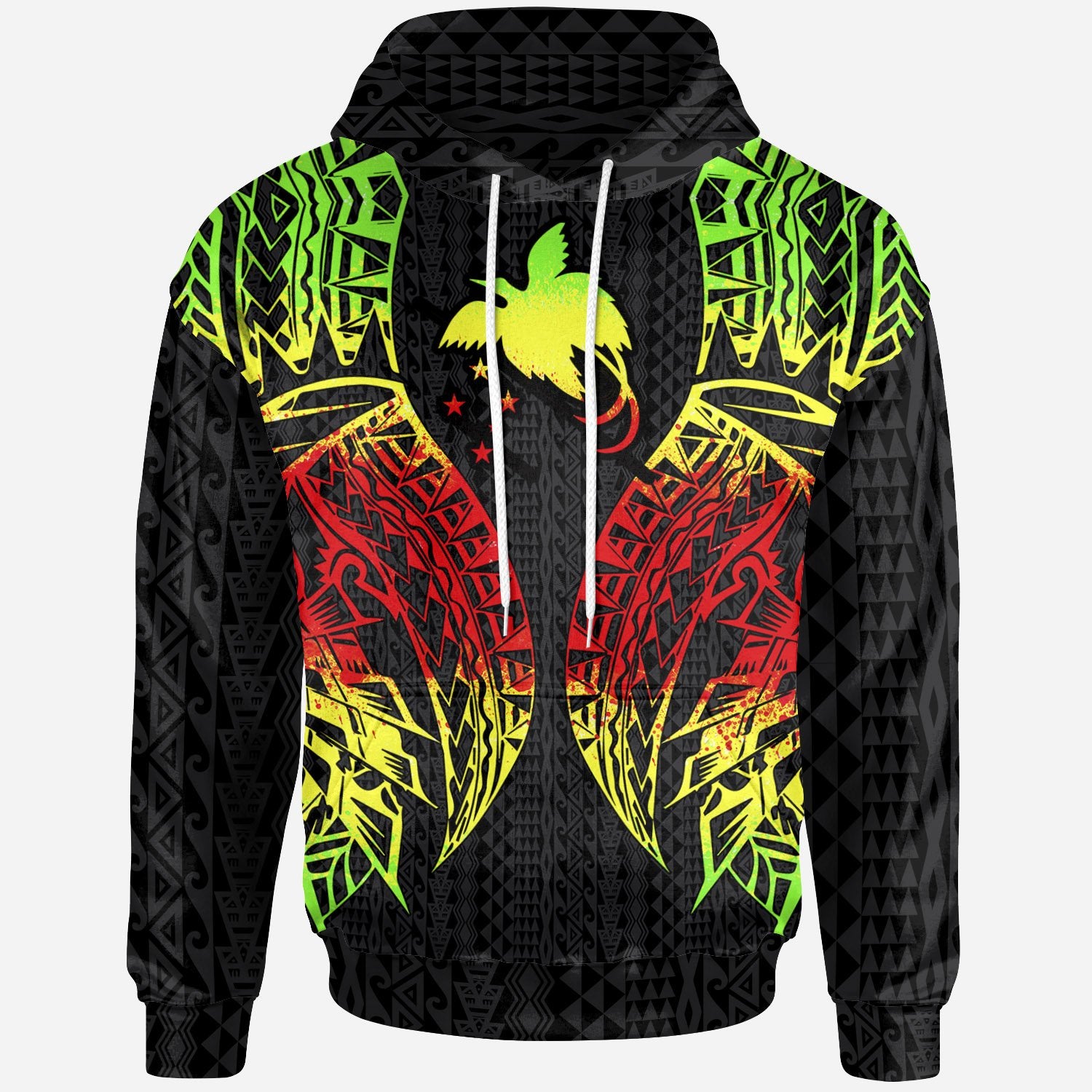 Papua New Guinea Hoodie Polynesian Lion Head Reggae Style Unisex Reggae - Polynesian Pride