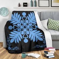 Hawaiian Quilt Maui Plant And Hibiscus Premium Blanket - Pastel Black - AH - Polynesian Pride