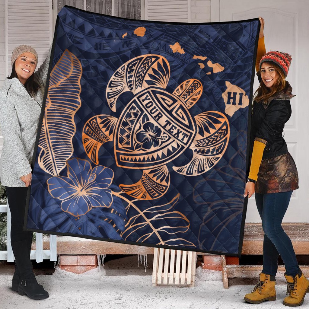 Personalized - Hawaii Polynesian Aloha Po Turtle Hibiscus Tropical Premium Quilts - Special Edition - AH - Polynesian Pride
