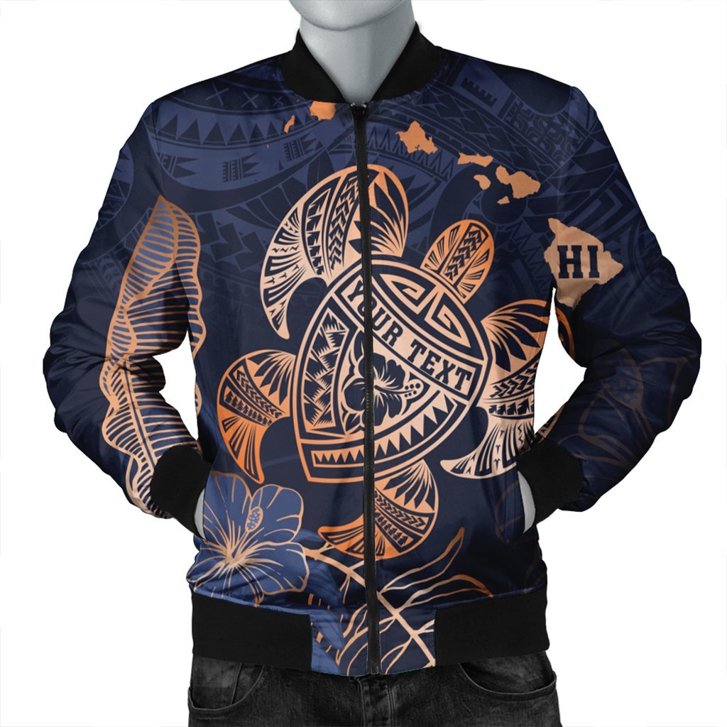 Personalized - Hawaii Polynesian Aloha Po Turtle Hibiscus Tropical Bomber Jacket - Special Edition - AH Black Unisex - Polynesian Pride