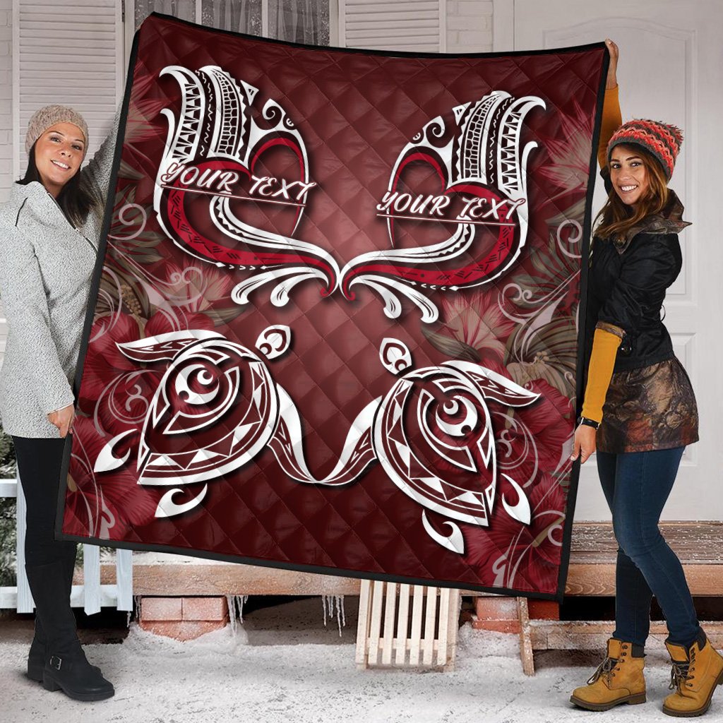 (Personalized) Hawaii Love Valentines Day Turtle Polynesian Premium Quilt - Bray Style - AH - Polynesian Pride