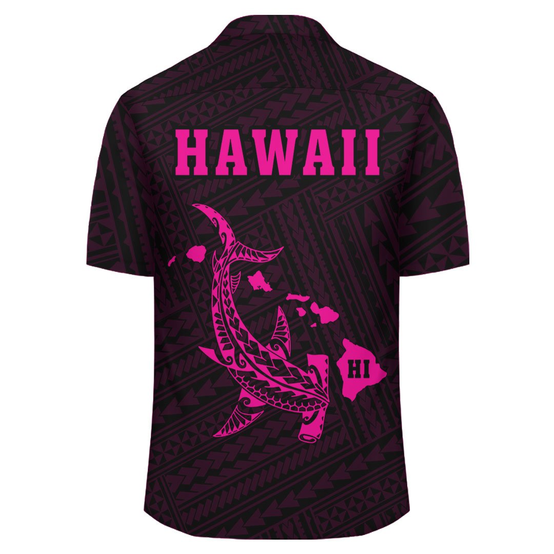 Kakau Polynesian Hammerhead Shark Map Hawaii Shirt - Pink - Polynesian Pride
